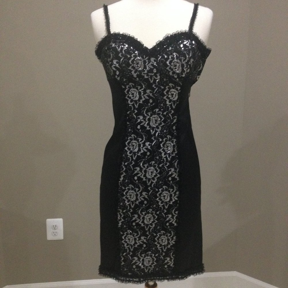 NWT Betsey Johnson mentalic silk lace cocktail dress Vintage